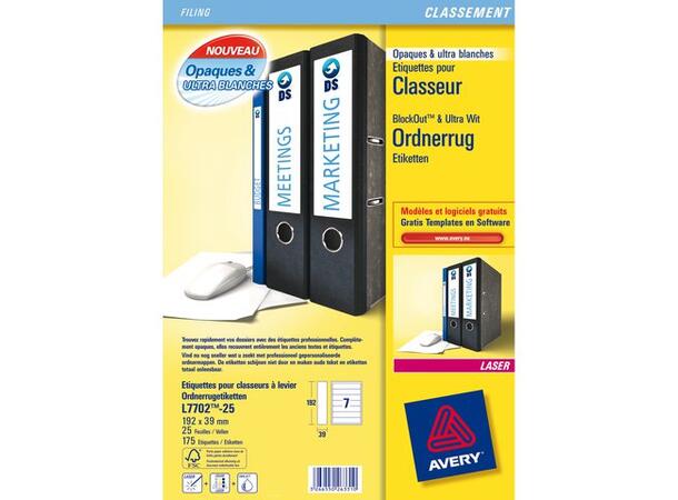 Avery laser 192x39 L7702-25 brevordneretikett 